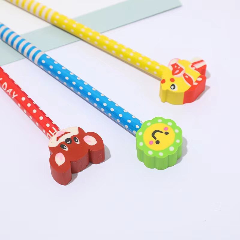 创意文具小学生幼儿园卡通动物可爱橡皮擦HB铅笔圣诞节幼儿园奖品