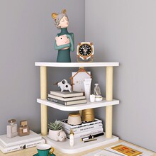 7K桌面转角置物架办公桌桌上简易小型书架书桌拐角双层收纳实木架