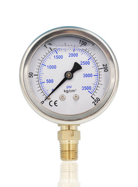 供不锈钢充油耐振压力表径向立装304竖装YN63 250KG 3500PSI厂销