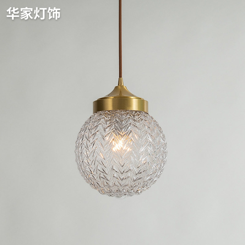 全铜卧室床头吊灯美式轻奢后现代简约玄关走廊过道创意吧台小吊灯