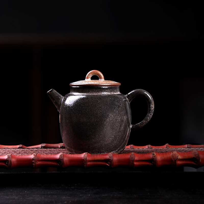 手作复古风志野烧水墨平安壶粗陶茶壶中式陶瓷李辉熠泡茶壶单壶