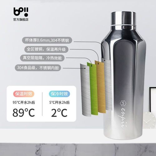 本因boii六角保温杯大容量水杯女士高颜值男学生便携保冷杯不锈钢