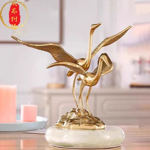威弗列德纯铜仙鹤摆件比翼双飞家居客厅装饰品送闺蜜新婚结婚礼品