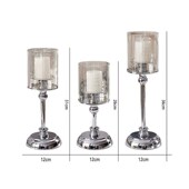 金色银色玻璃烛台灯罩婚礼拍摄道具欧式 家用餐桌复古烛台摆件 美式