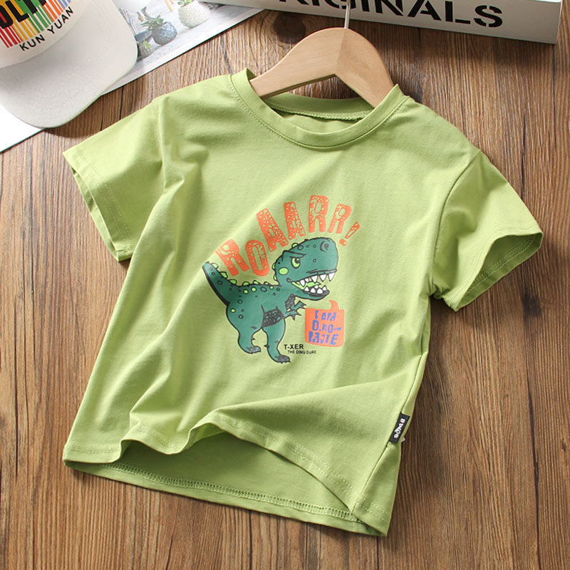 男童恐龙t恤短袖纯棉2021夏装新款儿童装夏季小童宝宝白色上衣潮,童装/婴儿装/亲子装,T恤,淘宝优惠券,粉丝福利购,淘宝优惠卷