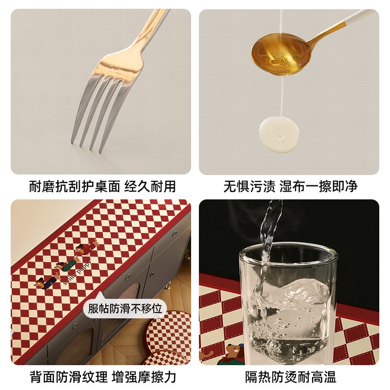 红色系餐边柜新年氛围感免洗防水防烫电视柜鞋柜玄关垫台面保护垫