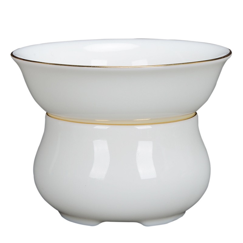 德化白瓷茶漏功夫茶具配件泡茶过滤网全瓷孔创意茶叶滤茶器漏斗