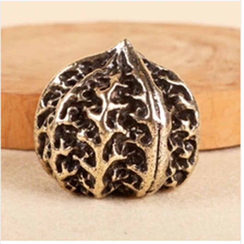 实心纯黄铜核桃手把件文玩健身球居家茶宠摆件手把件(1对200克)