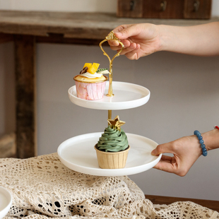 多层点心盘蛋糕零食架陶瓷展示架子下午茶婚礼甜品台冷餐茶歇摆台