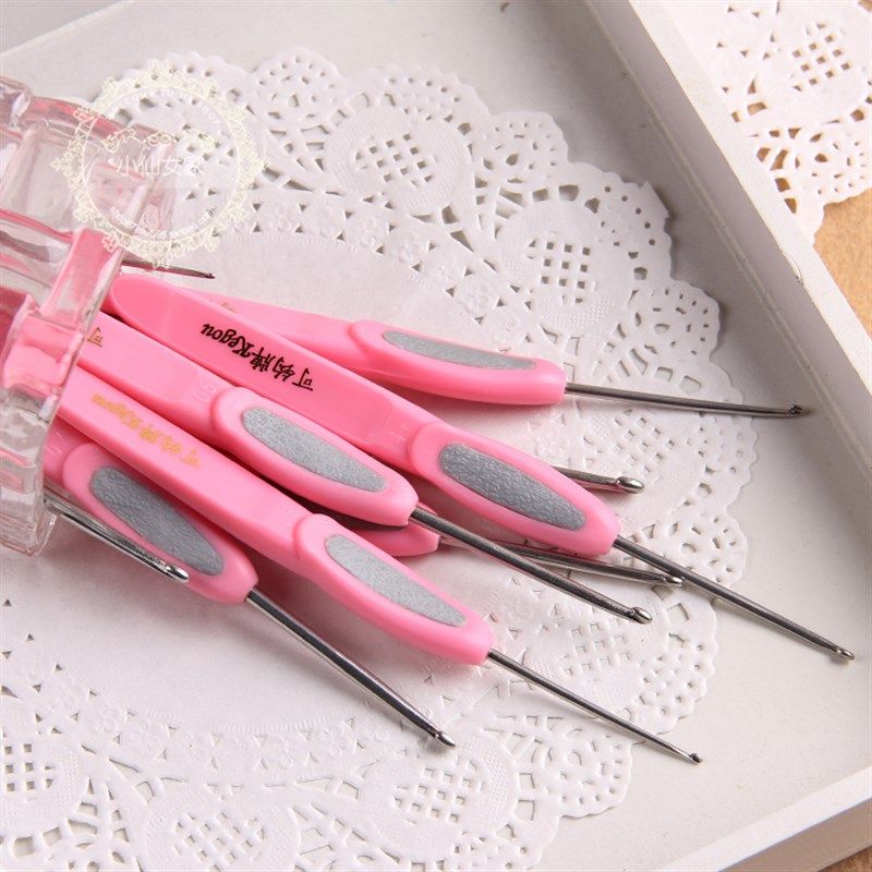 可钩牌防滑手柄潮州前陇钩针纯手工打磨不锈钢带柄钩针毛衣工具