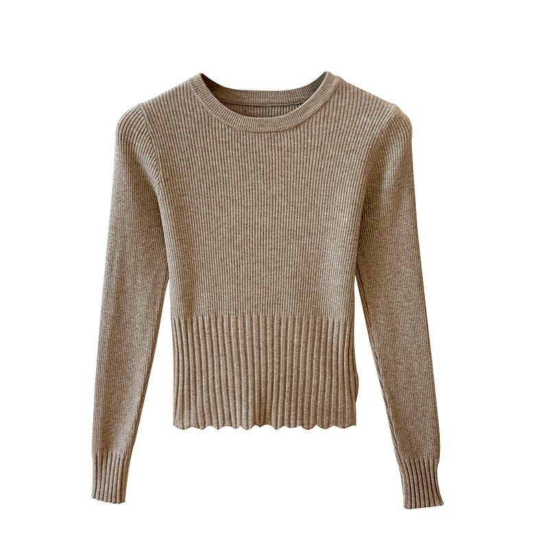 白色圆领针织打底衫女装2025早春新款高级感毛衣内搭修身上衣外穿