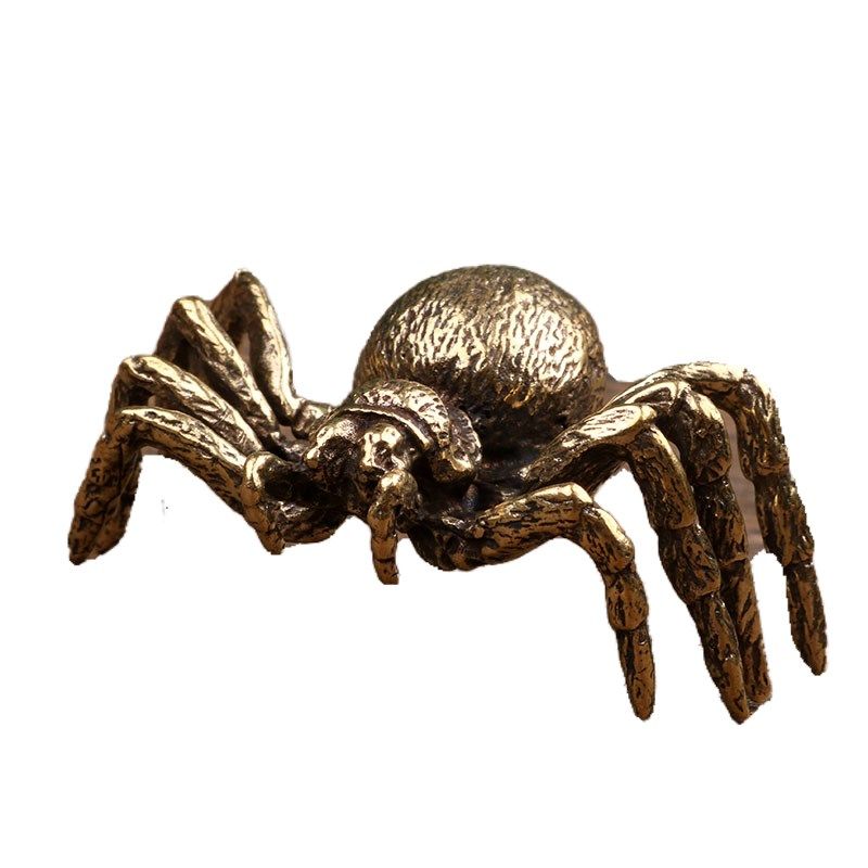 个性金属纯黄铜小摆件蜘蛛茶宠小铜器复古桌面工艺品摆件手把件