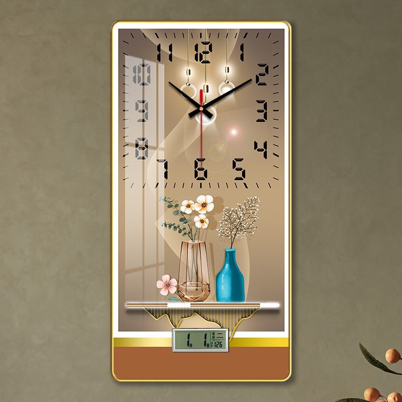 钟表挂钟客厅带温度日历竖款过道走廊大气挂墙时钟新款静音石英钟