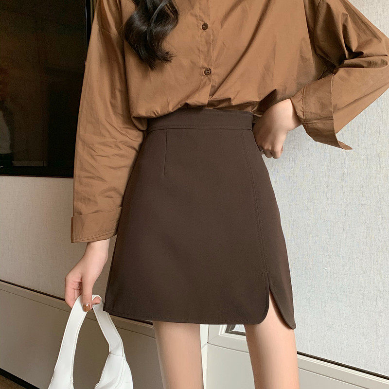 小个子简约短裙女2021春夏胖mm高腰大码显瘦包臀开叉a字裙半身裙,女装/女士精品,半身裙,淘宝优惠券,粉丝福利购,淘宝优惠卷