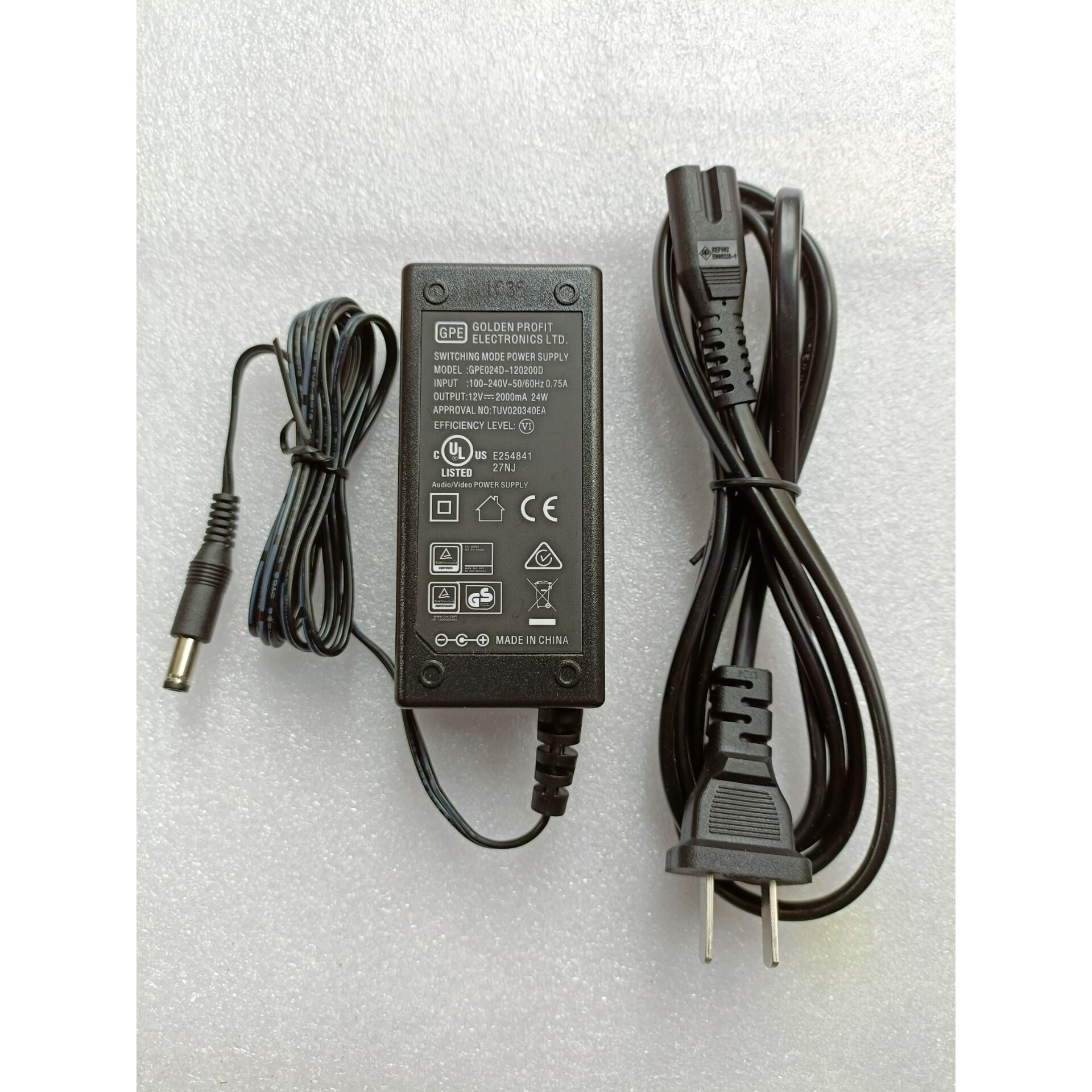 原装GPE金盈12V2000MA电源适配器GPE024D-120200D电源线12V2A