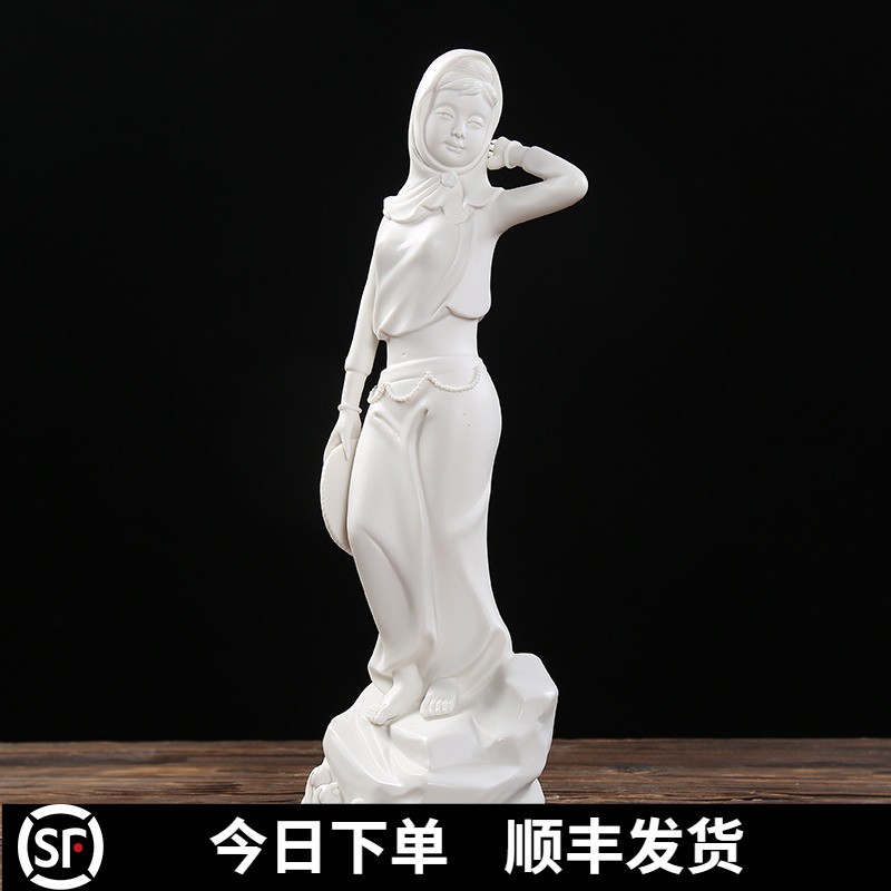 德化白瓷惠安女办公家用客厅摆件地方福建民俗风情纯手工创意礼品