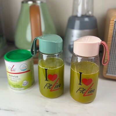 新款德国PM水杯fitline摇摇杯塑料轻便搅拌杯380ml耐高温营养素杯