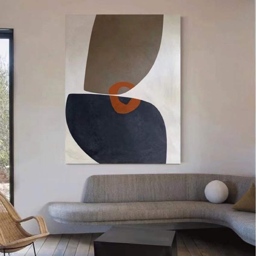 纯手绘油画极简客厅装饰画日式玄关抽象挂画侘寂风走廊餐厅壁画