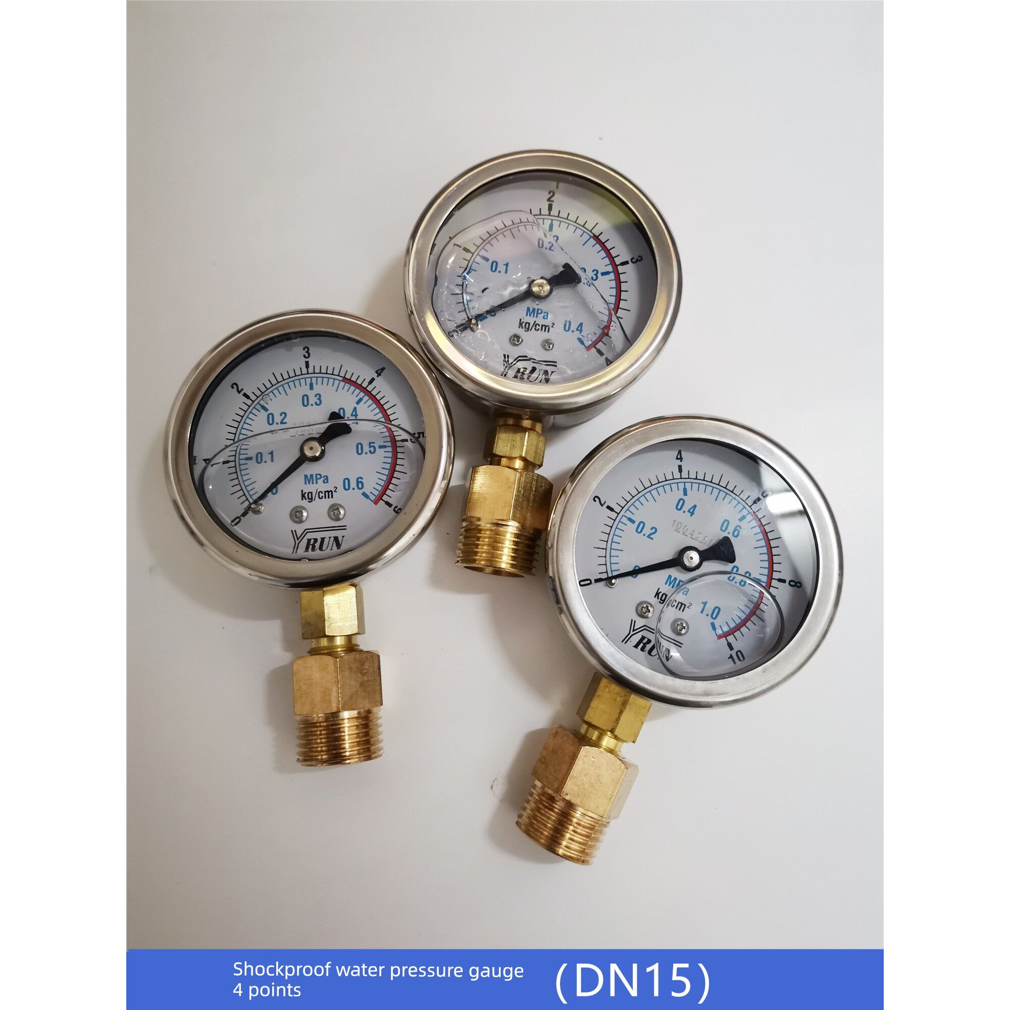 耐震水压表自来水家用4分压力表1.6mpa/16kg压力测试表YN60-1mpa