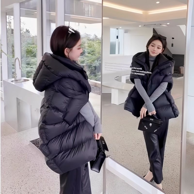 白鸭绒连帽羽绒马甲背心新款秋冬