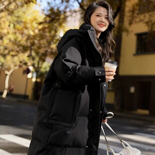 白鸭绒加长款羽绒服2025秋冬外套女学生韩版长款宽松上衣保暖女装