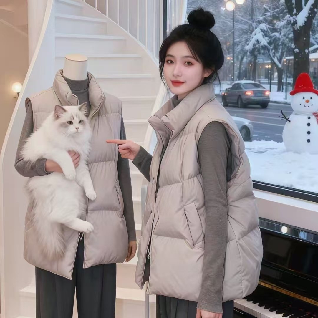 白鸭绒马甲女趋势新品泡芙背心