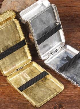 ZBM手复古三开烟盒黄镀银工伯明铜翰浴花血黑帮谢比尔同款雕刻富