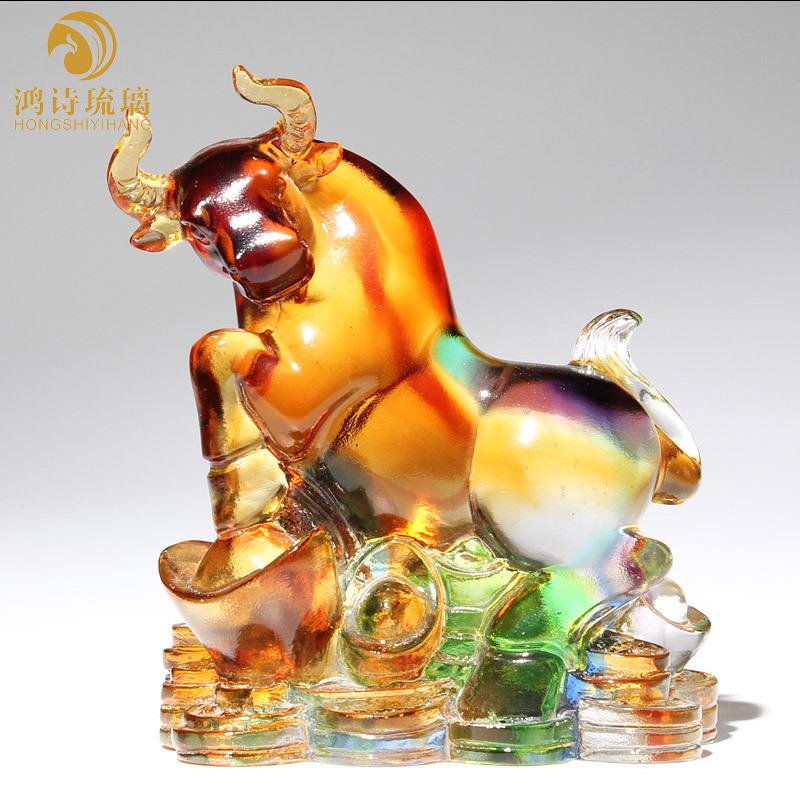 7W全琉LO 璃工艺品十二生肖套可爱水晶F76S8SJ5小摆件牛虎兔龙蛇