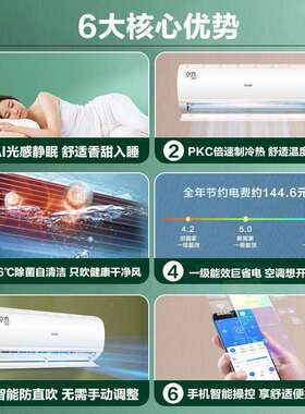 海尔空调挂京喜1GWW.5P新一3级变频直吹自清洁防家用5GW/B1KJA81U