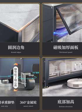 网餐红厨房置架物落地多层岩板纳柜多功能收微波F1002686炉烤箱切