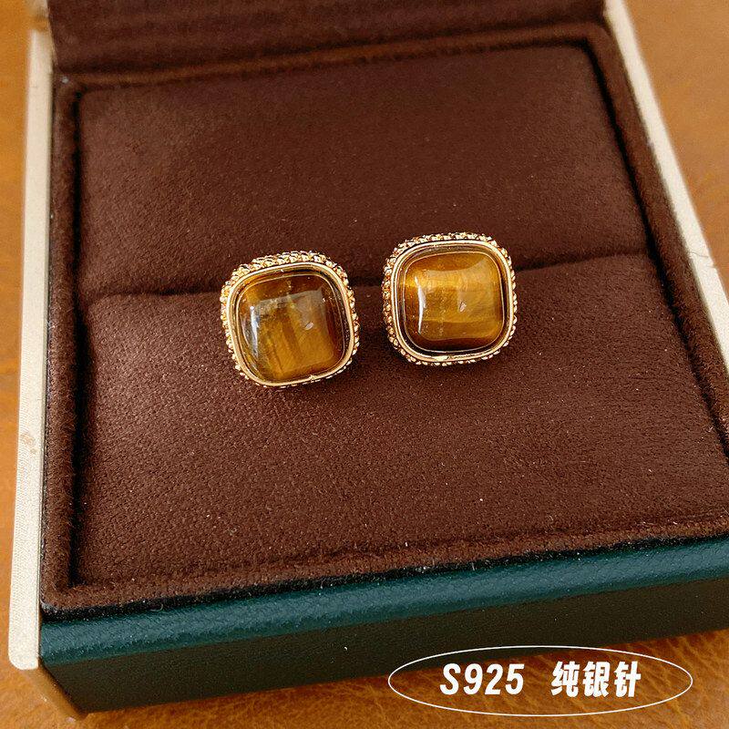 真金针女锆石轻奢电镀高级感耳钉