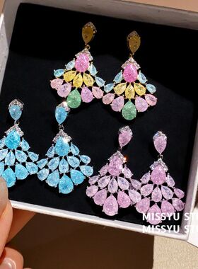 轻奢繁花真金水滴银针彩晶14锆石