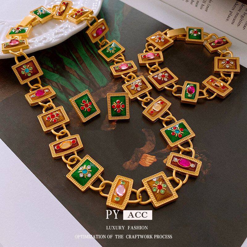 耳钉耳饰女批发耳环重工镶钻中古高级感vintage滴油复古银针轻奢