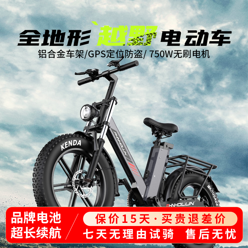 电动自行车电瓶助力男女成人全地形越野沙滩车20寸机械变速山地车