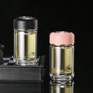 迷你双层玻璃杯小容量女便携隔热150ml小巧高颜值耐高温水杯子