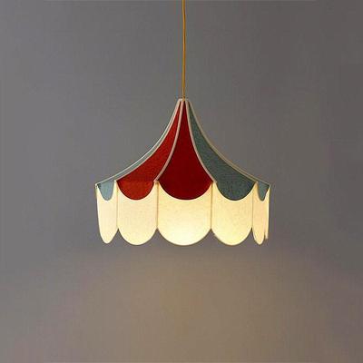 马戏团儿童房吊灯创意布艺饭厅灯设计感帐篷灯罩彩色装饰灯