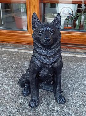 可爱家居看门狗树脂黑狗大号仿真狗摆件五黑犬模型客厅落地装饰品