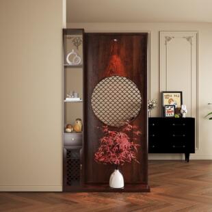 中式 隔断柜现代玄关入户门玄关柜 覆古屏风隔断客厅2025新款