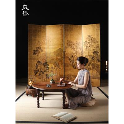 寂然 | 中式屏风隔断客厅入户玄关遮挡折叠移动东方美学金箔屏风