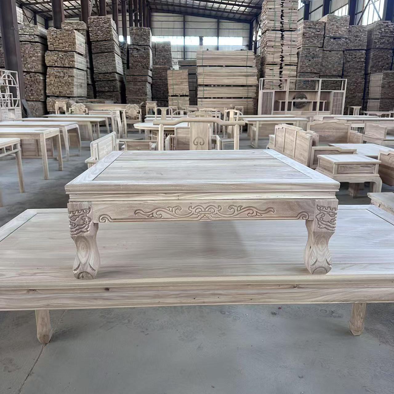 北榆木实木炕桌榻榻米炕桌东北炕几飘窗矮方桌榫卯小茶几白胚