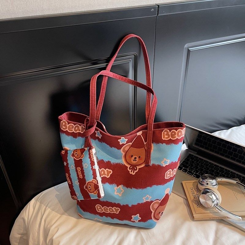 休闲撞色大容量包包女2025新款百搭帆布包通勤单肩包大学生托特包,个性定制/设计服务/DIY,明信片定制,淘宝优惠券,粉丝福利购,淘宝优惠卷