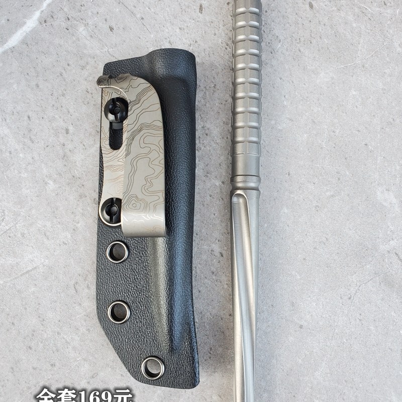 划厚玻璃瓷砖帐篷钉TC21钛合金救急破窗铲刀55HRC硬度 刀鞘钛腰夹