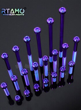 瑞莫 M5/M6蓝紫色锥柱头钛合金内梅花螺丝自行车摩托车轻量化改装
