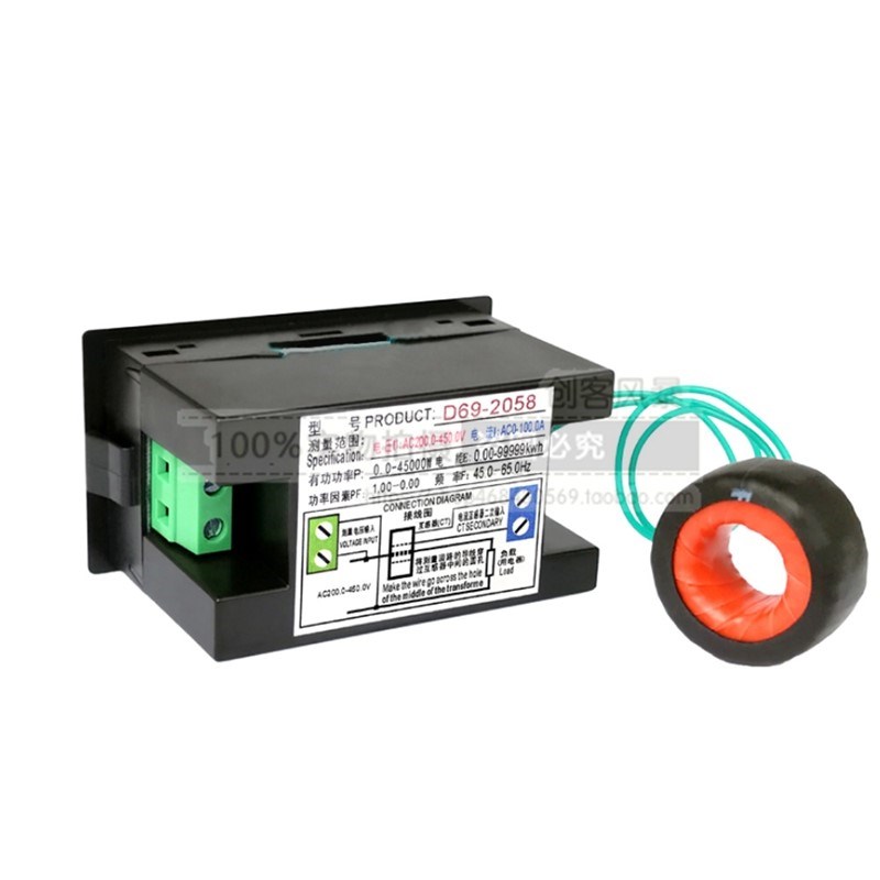 交流电压电流功率表频率计功率因数检测仪电量L显示220V数字数显