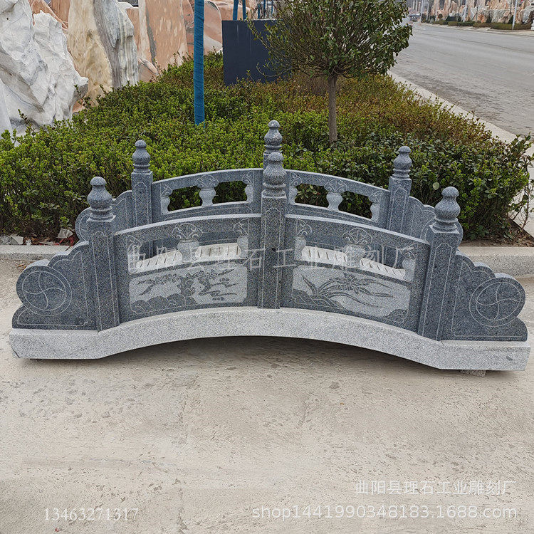 园林景观桥公园景区河道石拱桥栏杆石雕拱桥汉白玉石桥雕刻小石桥