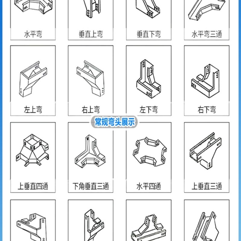 玻璃钢电缆桥架梯形大跨距槽式桥架配件弯头梯式防火线槽电缆管箱