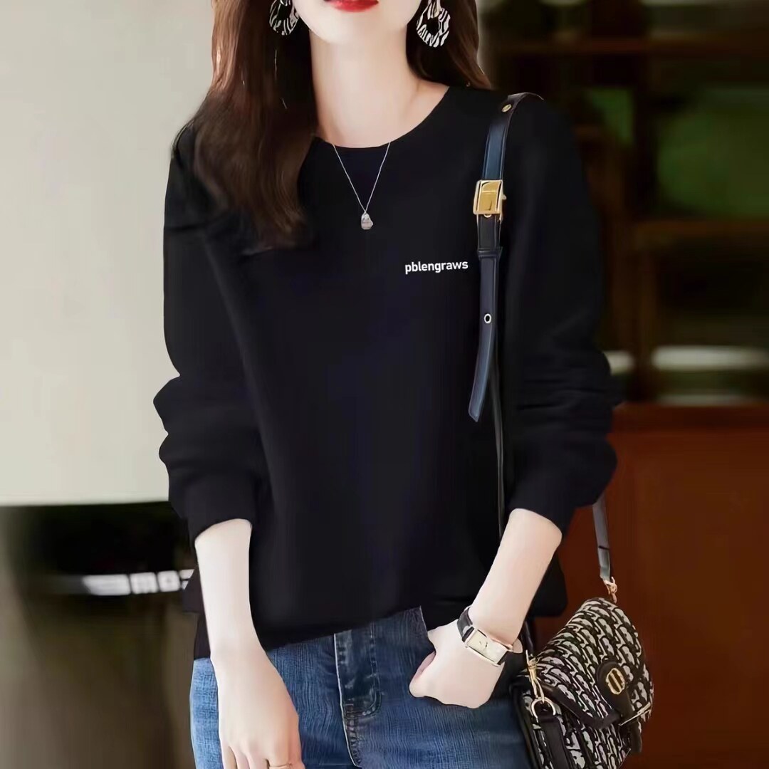 宽松显瘦 灰色圆领卫衣女2025年秋冬新品长袖套头上衣加绒加厚