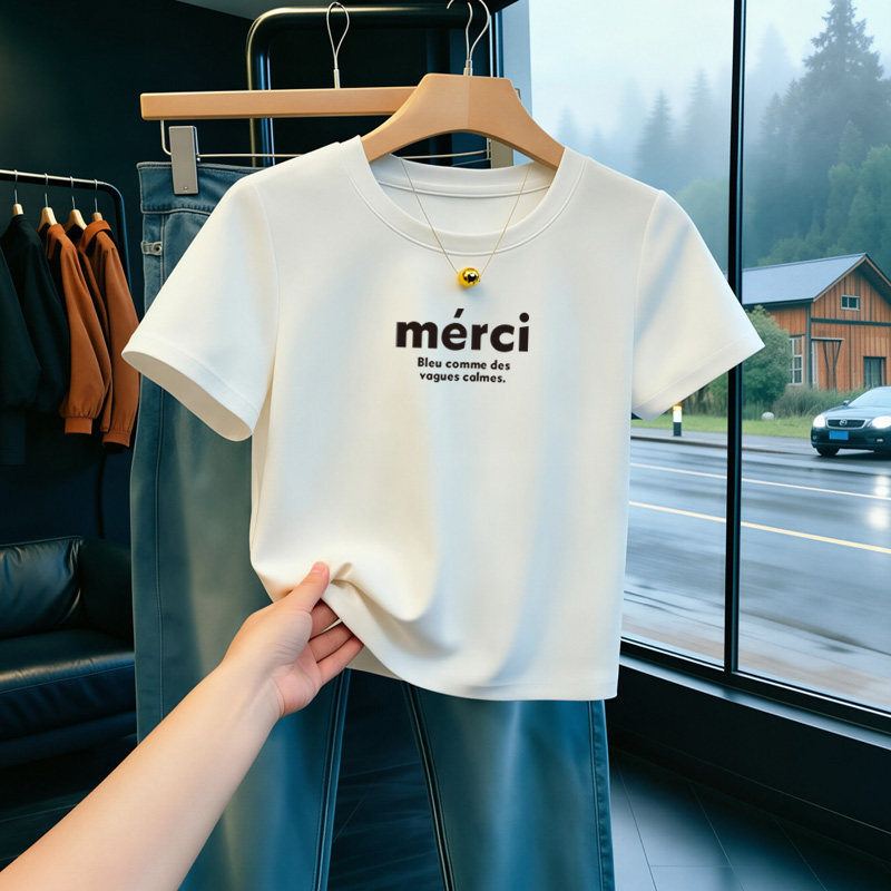 220g重磅纯棉短袖t恤女圆领宽松2025夏季新款小个子打底显瘦上衣