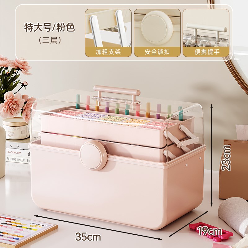 美甲工具箱收纳盒大容量三层指甲甲油胶用品盒子外出箱子上门专用图片
