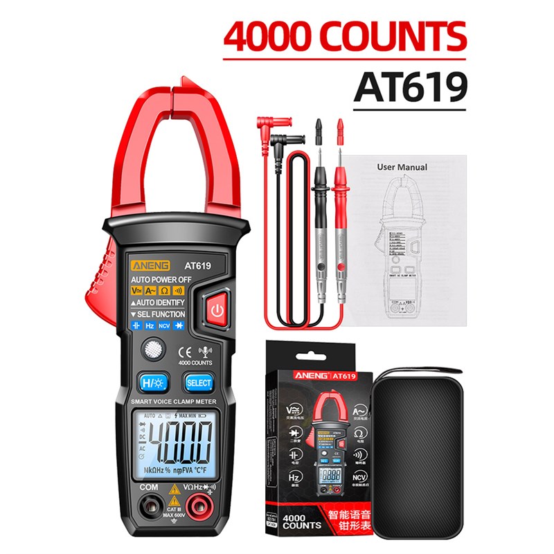 AT619高精度全自动智能电流表钳型电容表钳形表智能钳形表万用表